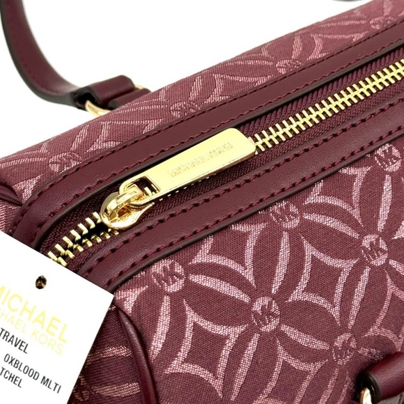 Michael Kors Medium Travel Duffle Satchel Bag Ox Blood Multi